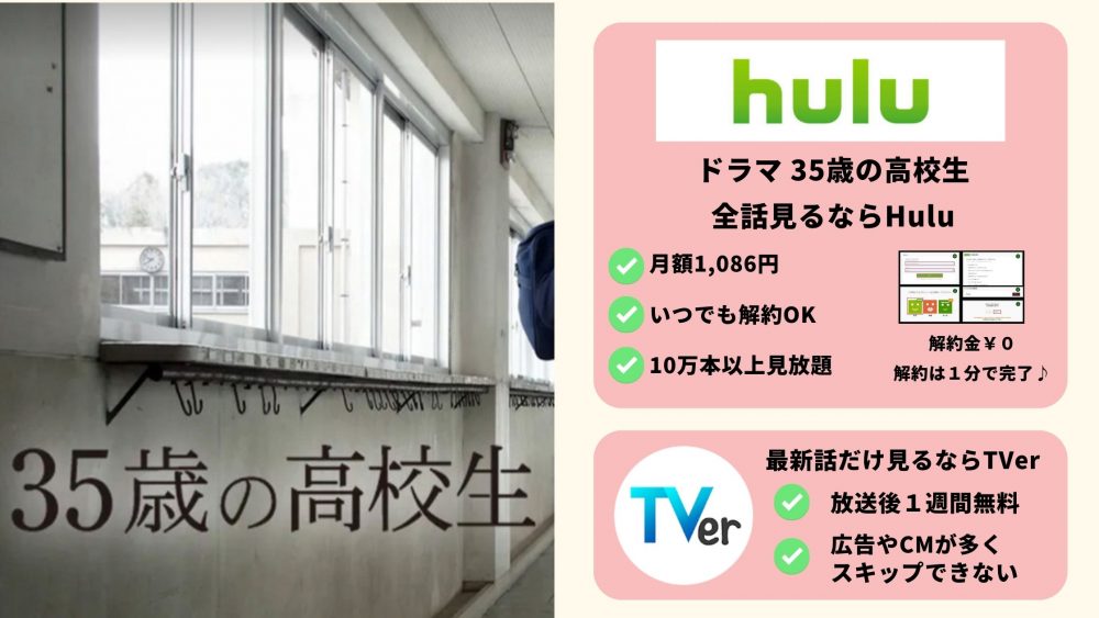 Hulu ドラマ　35歳の高校生　配信動画