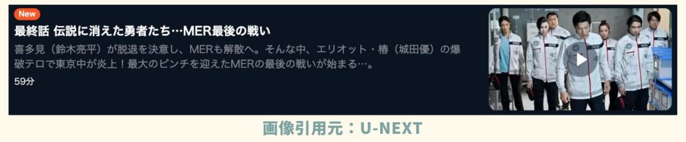 U-NEXT ドラマ　TOKYOMER～走る緊急救命室～　無料配信動画