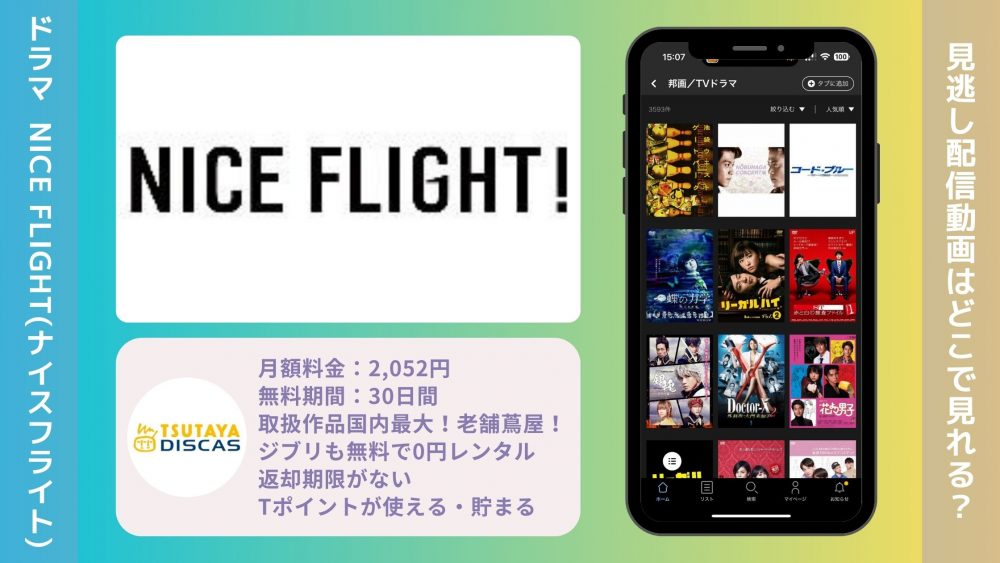 ドラマNICE FLIGHT配信TSUTAYADISCAS無料視聴