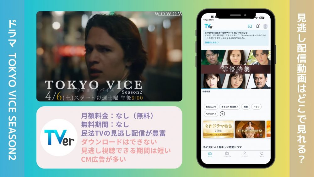 ドラマ TOKYOVICE2 配信 TVerティーバー 無料視聴