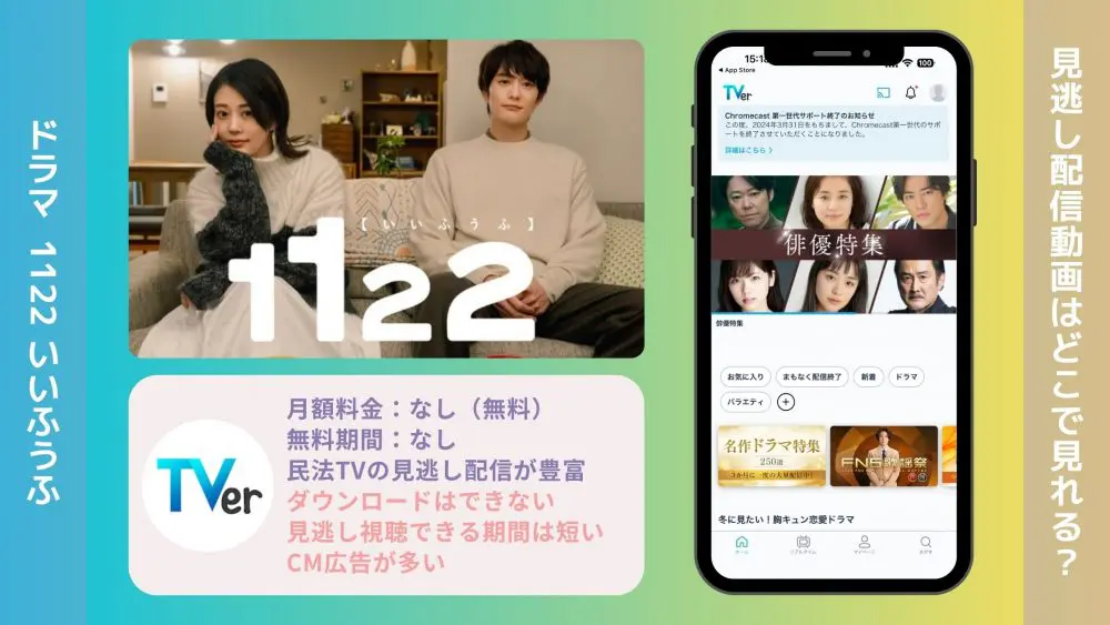 ドラマ 1122 配信 TVerティーバー 無料視聴