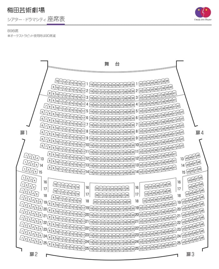 梅田芸術劇場シアター・ドラマシティの座席表